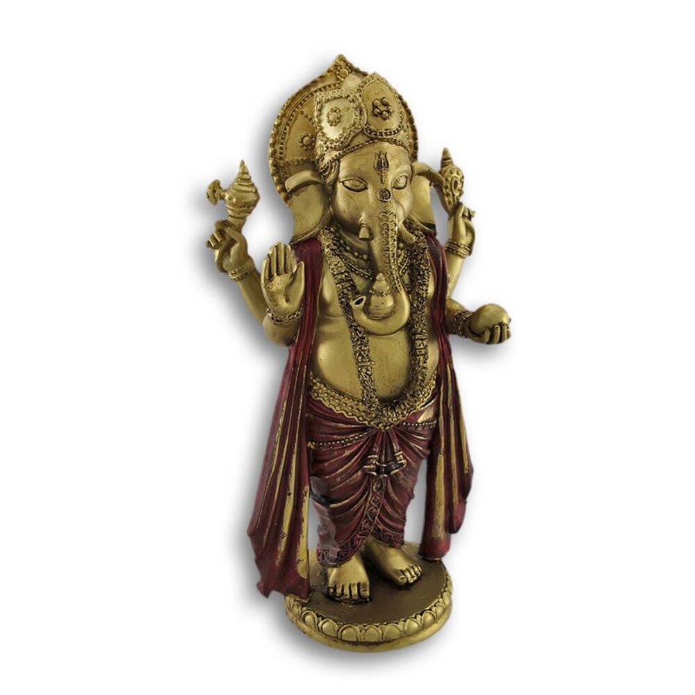 Golden Ganesha Standing Hindu God Statue